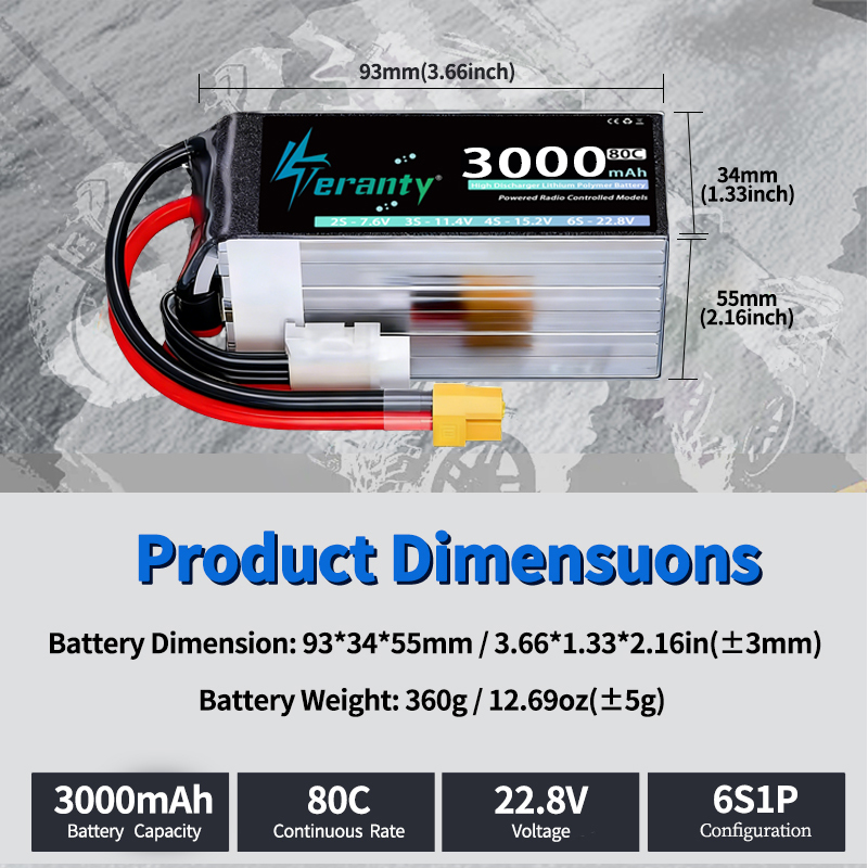 TERANTY 6S 22.8V 3000mAh 80C/1 – Drone Battery 6S recenzja i cena